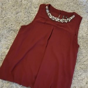 Burgundy Sleeveless Blouse